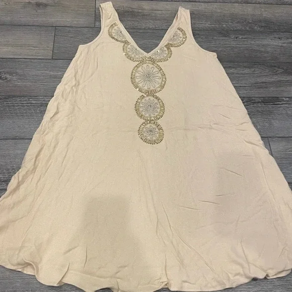 Lilly Pulitzer FIA DRESS Sand Dune Embellished Gold Beige XS - Picture 6 of 11